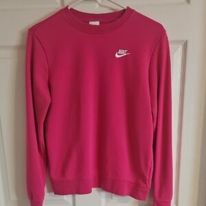 Nike Pink Crewneck Sweater with Embroidered Logo